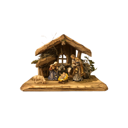 Kostner Nativity Set 8 pieces in the stable Gröden