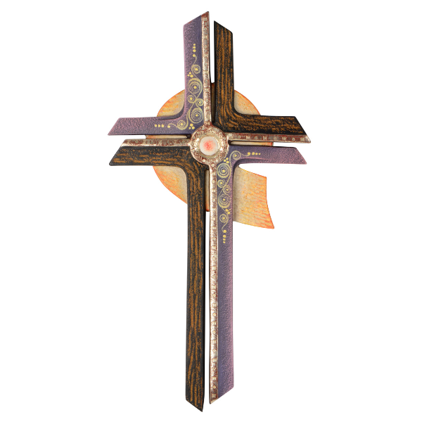 Besinnliches Kreuz kunstvoll mit Echtgold bemalt