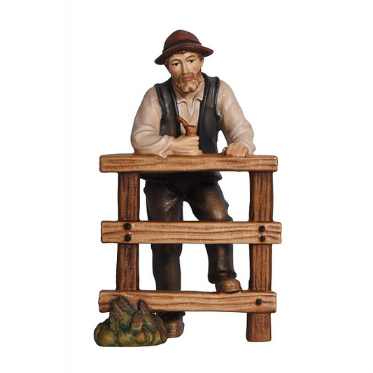 Rainell Krippe_holzgeschnitzt_Hirte am Zaun_color