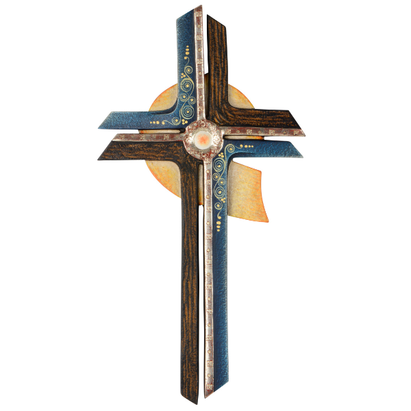 Besinnliches Kreuz kunstvoll mit Echtgold bemalt